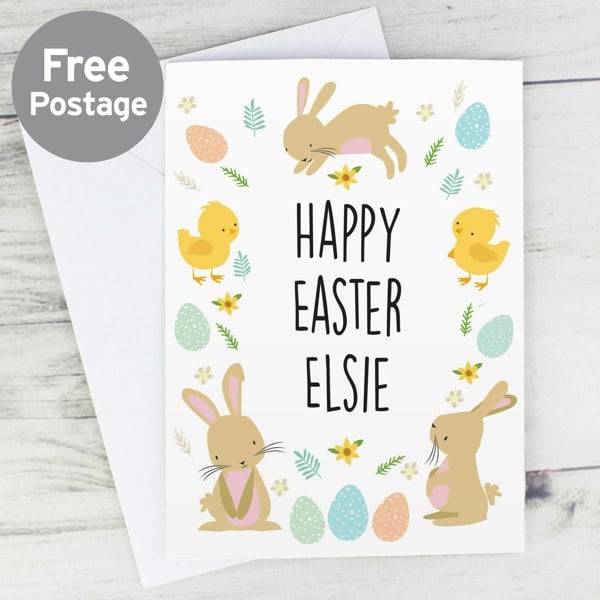 Personalised Memento Company Personalised Easter Bunny & Chick Card