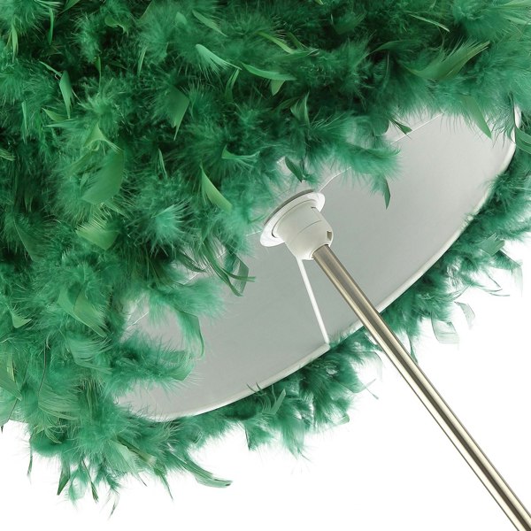 Modern and Chic Real Green Feather Floor Lamp with Satin Nickel Base and Switch Image 3