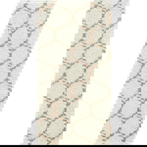 Trellis Design Thick Shaggy Area Rugs Ivory Beige