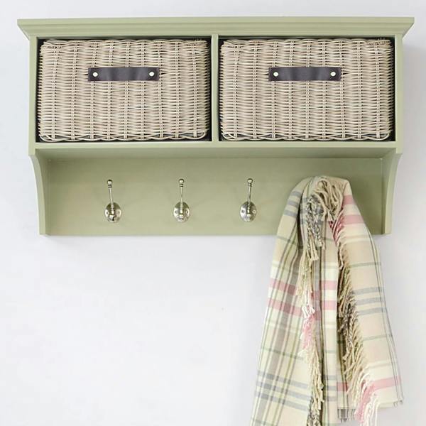 Statement Furniture Tetbury Wall Coat Rack with 2 Strong Storage Baskets. Assembled Hallway Storage Shelf