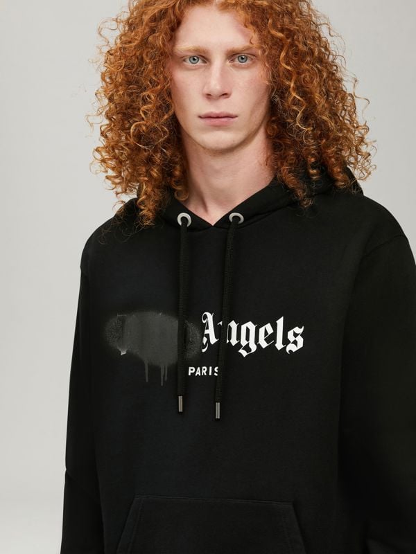 Palm Angels Paris Spray Paint Logo Hoodie - Black