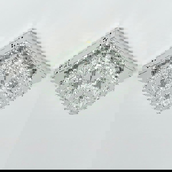 Modern Square Tiered Crystal Ceiling Light Ceiling Light Living and Home W 40 x L 40 x H 14 cm Non-Dimmable White Glow