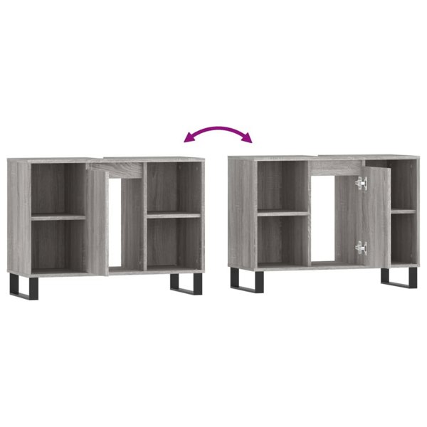 Berkfield Bathroom Cabinet Grey Sonoma 80x33x60 cm Engineered Wood