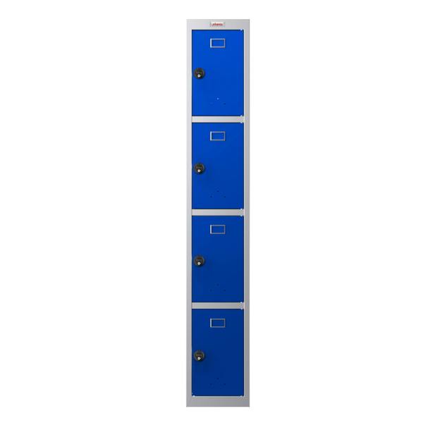 Phoenix Safe Phoenix PL Series PL1430GBC 1 Column 4 Door Personal Locker Grey Body/Blue Doors with Combination Lock