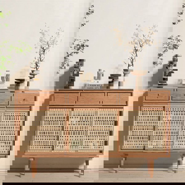 Bertha Rattan Sideboard with Drawers, Pine Wood-Rit Concept-Rit Concept