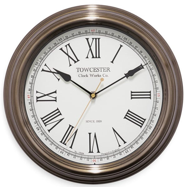 Acctim Redbourn Wall Clock Black Metal Case Roman Numerals Spade Hands