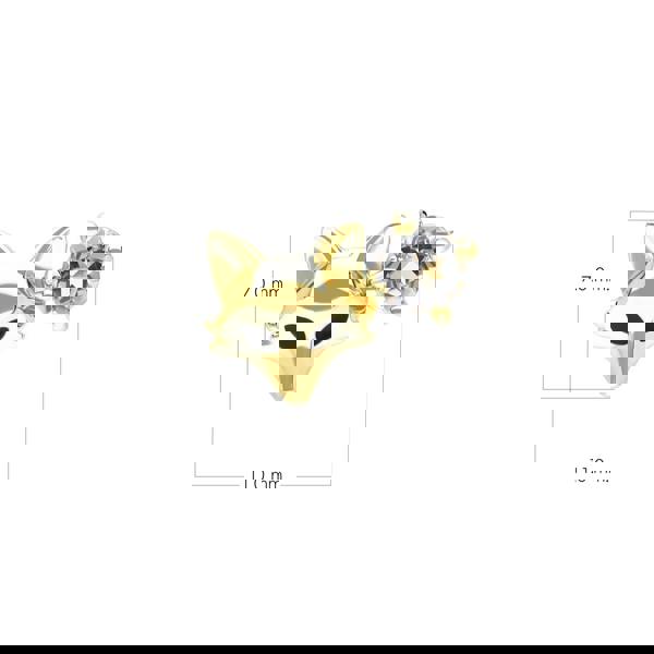 Gemondo Gardenia White Topaz Fox Pin In 9ct Yellow Gold