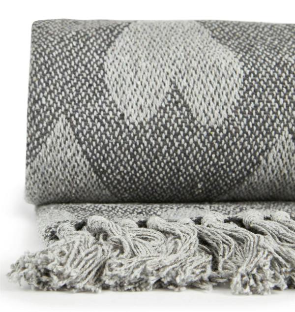 Heart Recycled Cotton Throw 50 X 60 Charcoal
