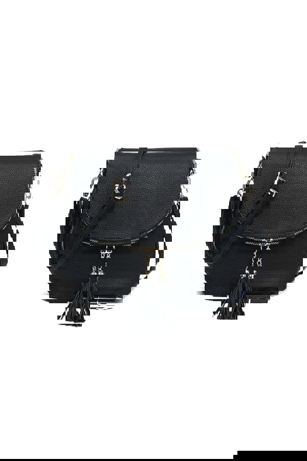 Pluspup Tassel Flap Shoulder Bag with Adjustable Strap and Inner Pocket