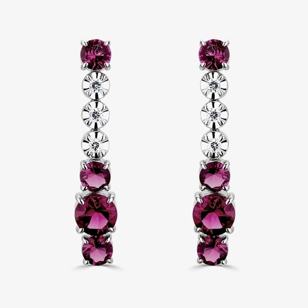 T. H. Baker 18ct White Gold Ruby & Diamond Fancy Dropper Earrings HSE1062(RU)PR