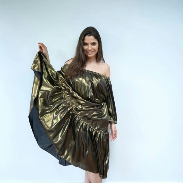 Ausus - Metallic Gold Midaxi Dress