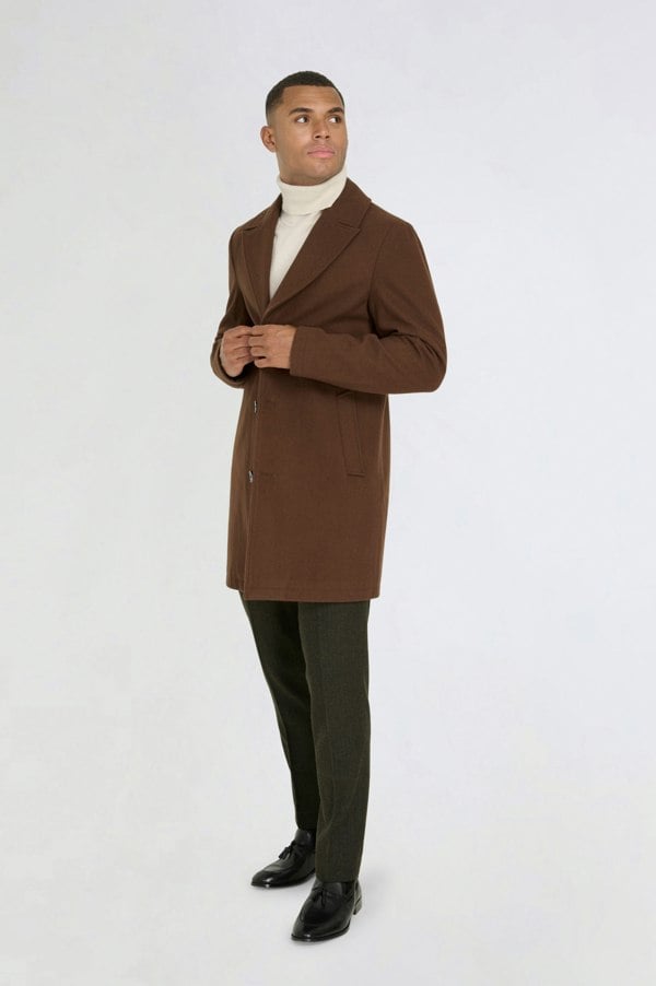 Harry Brown London Josh Wool Melton Overcoat - Brown