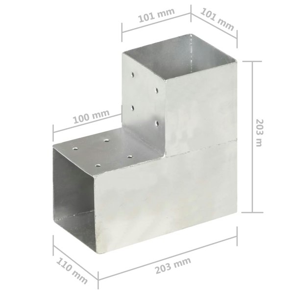 Berkfield Post Connectors 4 pcs L Shape Galvanised Metal 101x101 mm