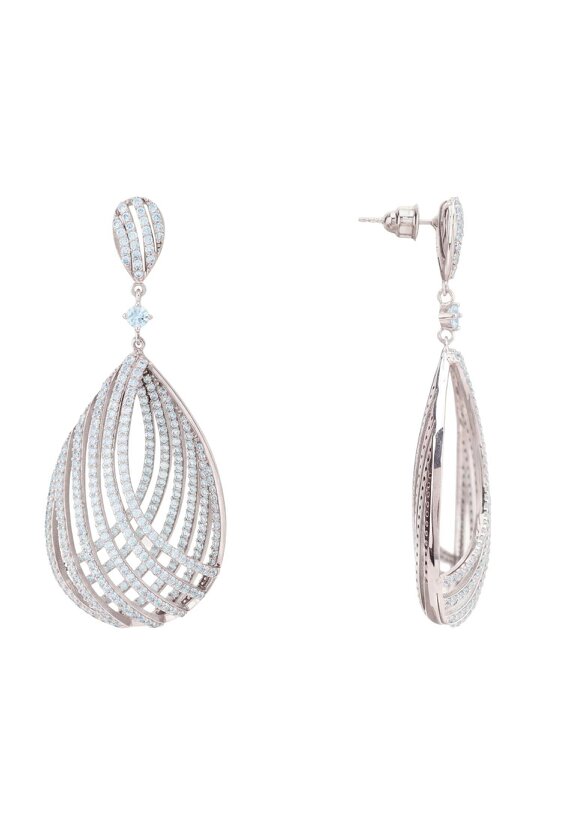Latelita Vortex Teardrop Earrings Light Aquamarine Silver