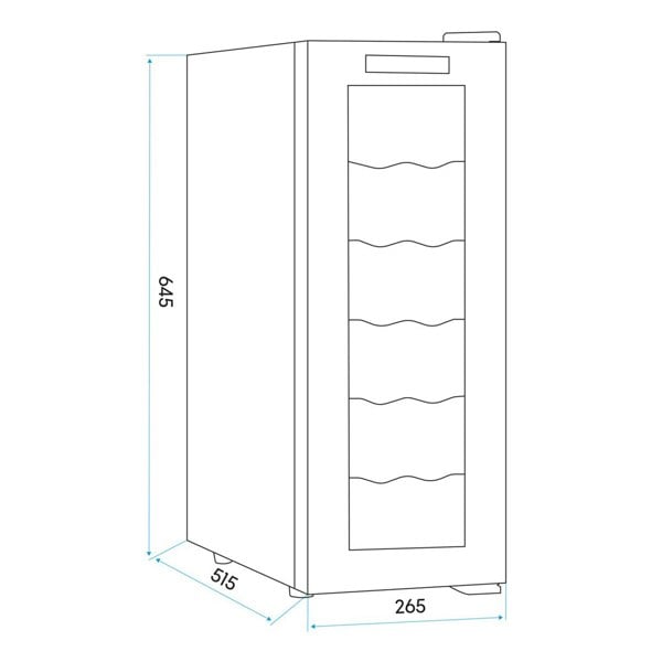 12 Bottle Freestanding Wine Cooler Fridge LED Backlit Metal Shelf BLACK & GLASS - LoopsDirect