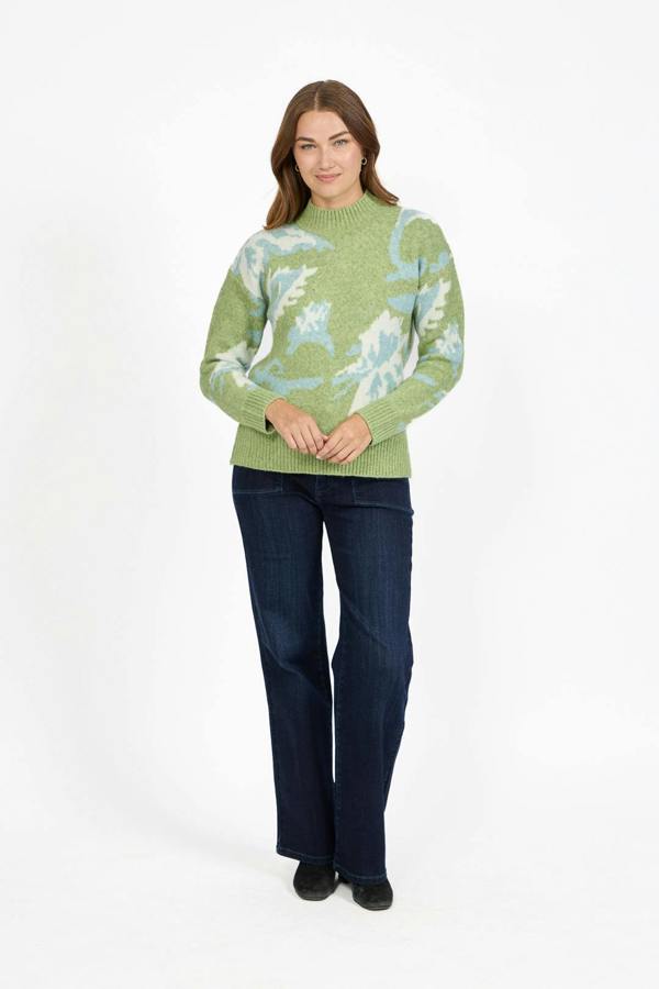 Mudflower Floral Jacquard Crew Neck Knit Jumper