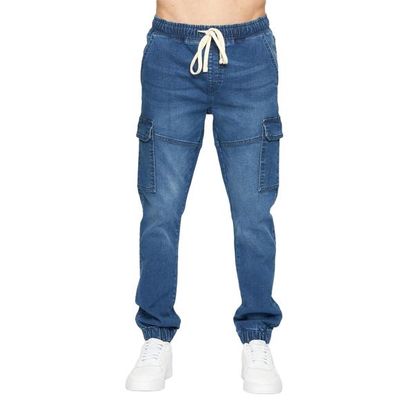Crosshatch Mens Malimore Cuffed Ankle Cargo Jeans - Stone Wash - 