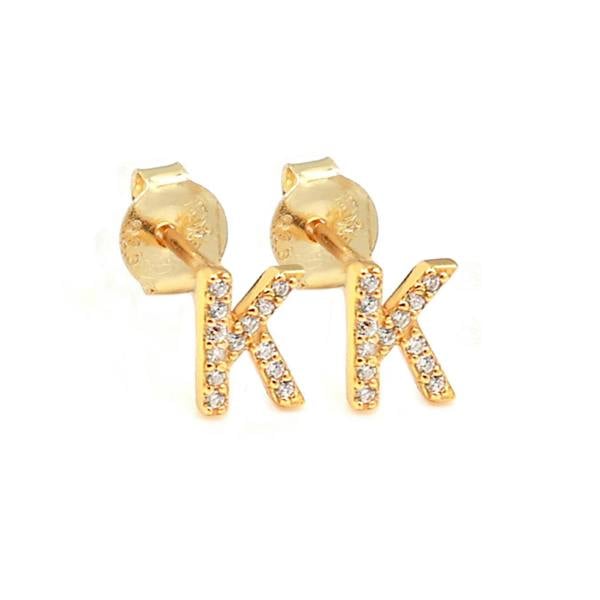 Say It With Dainty Initial Earring Pair - Yellow Gold