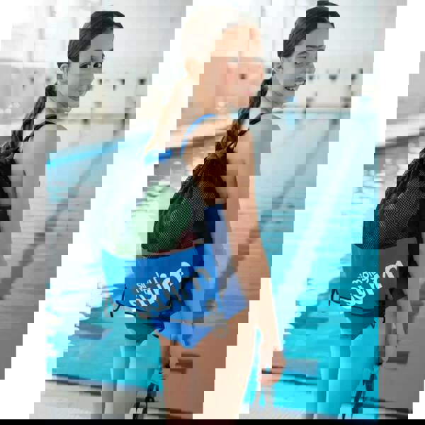 Blue Simply Swim Poolside swim bag with mesh and green accents