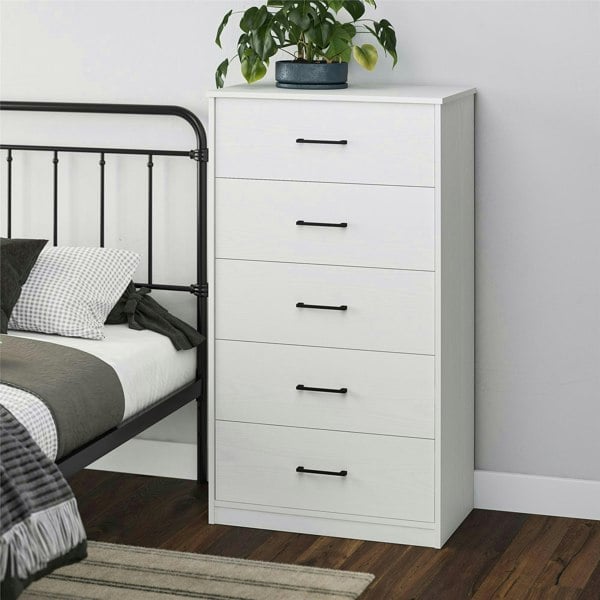 Dorel Home BrEZ Build Pearce 5 DRW Dresser White Oak