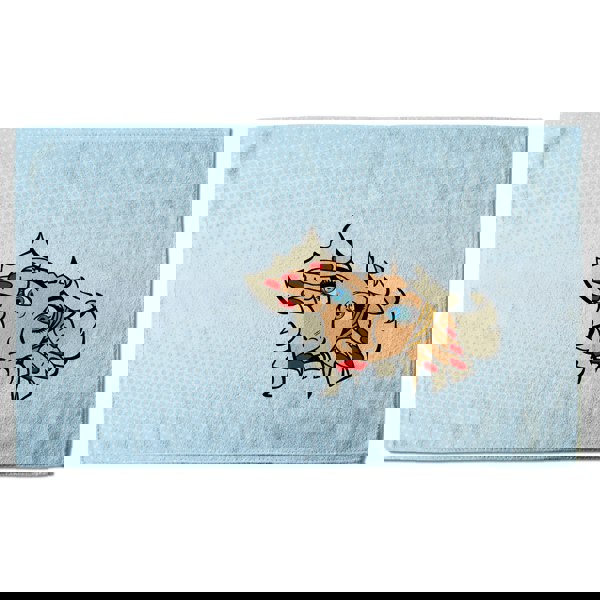 Benjamin Tate Design woman looking through torn paper background. Comic cartoon pop art retro (Bath Towel)
