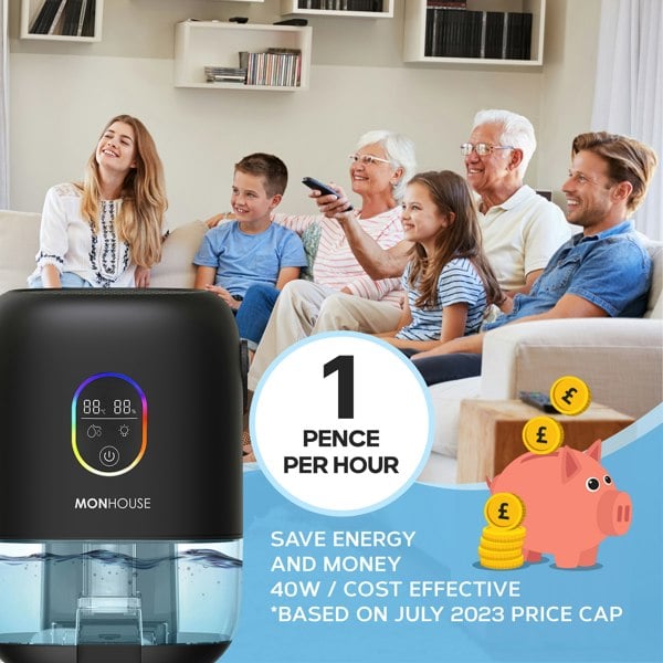 MONHOUSE  1000ml Electric Dehumidifier - Quiet Touch Screen Auto Shut Off