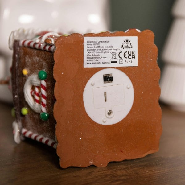 Samuel Alexander 14cm Battery Operated Light up Gingerbread Candy Cottage with Warm White LEDs