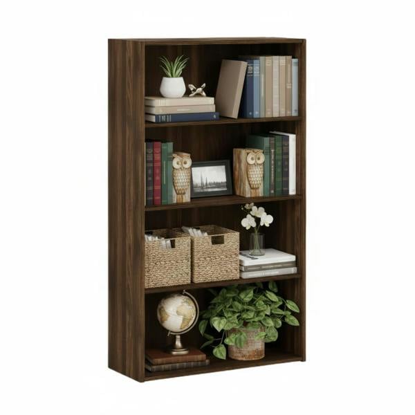 WALPLUS Pasir 4-Tier Open Shelf, Columbia Walnut | Stylish Wall Art for Modern Homes