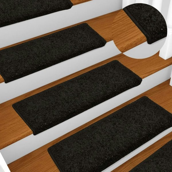 Berkfield Stair Mats 10 pcs 65x21x4 cm Black