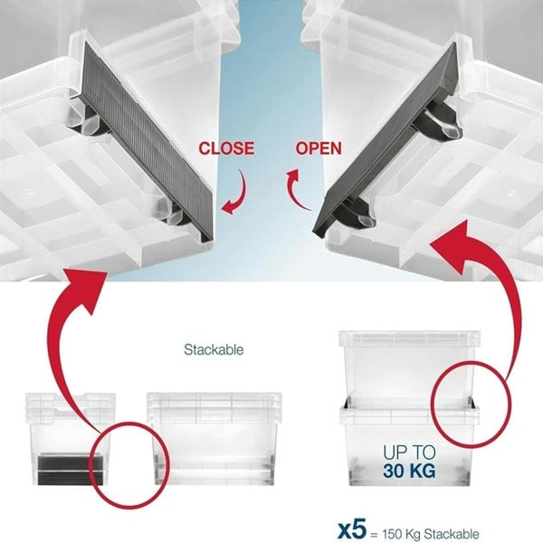 1 x Modular Plastic Storage Container 60 Litre Ultra Resistant With Secure Clip Lock Lid