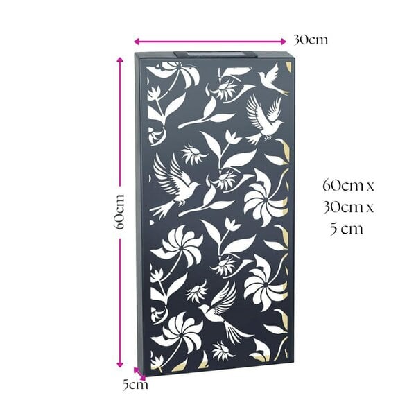 EDH Door Hardware Large Solar Wall Panel with Birds Outdoor Metal Wall Art with Warm LED Light Weatherproof Garden & Patio Décor