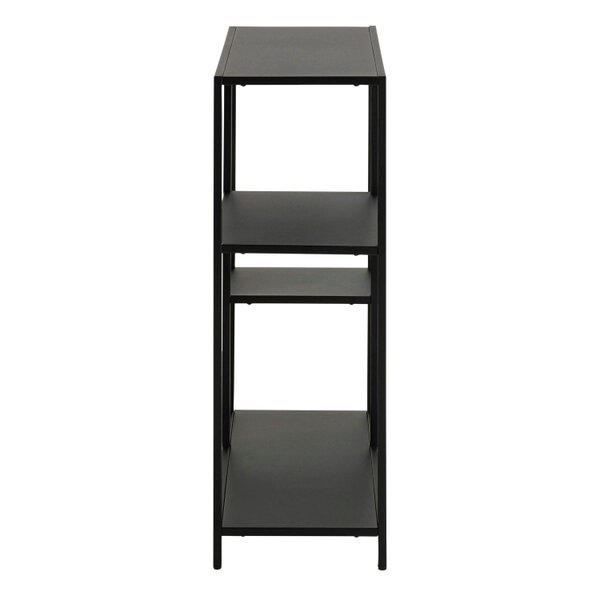 Wyld Haus Graz Matt Black Metal Asymmetrical Bookcase 3 Shelves