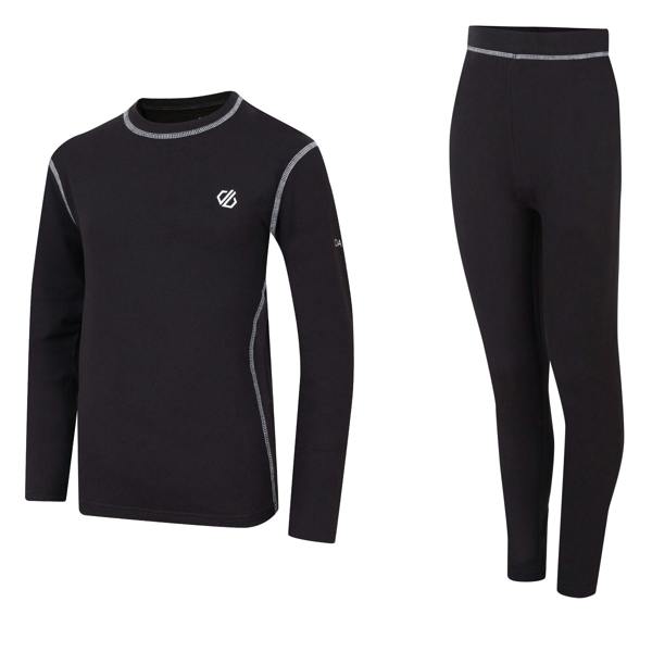 Dare 2B Childrens/Kids Pow II Plain Base Layer Set - Black - 