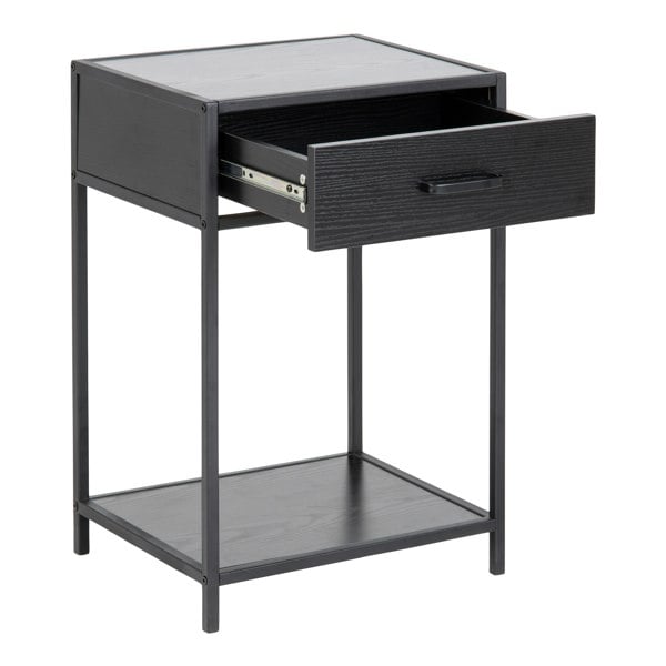 Furniture To Go Seaford Bedside Table with 1 Drawer in Black