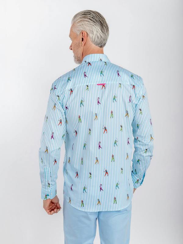 Claudio Lugli Stripe Golfer Print Shirt