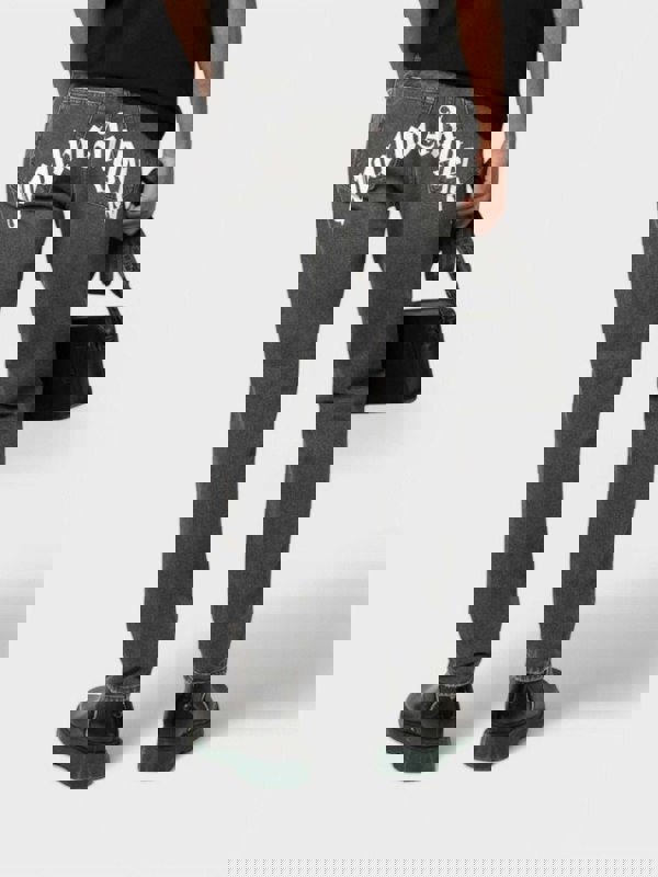 Palm Angels Logo Denim Straight Leg Jeans Black/White - Supplied FashionPalm Angels