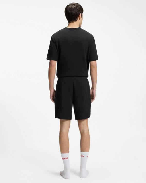 HUGO Austin Mens HUGO Austin Mens HUGO Austin Mens Waffle - Structured Pyjama Shorts with Embroidered Logo | CHO | Designer Mens Pyjamas