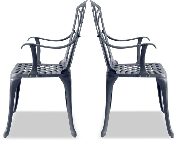 Centurion Supports Oshowa 2-Large Garden and Patio Bistro Chairs with Armrests in Cast Aluminium Grey