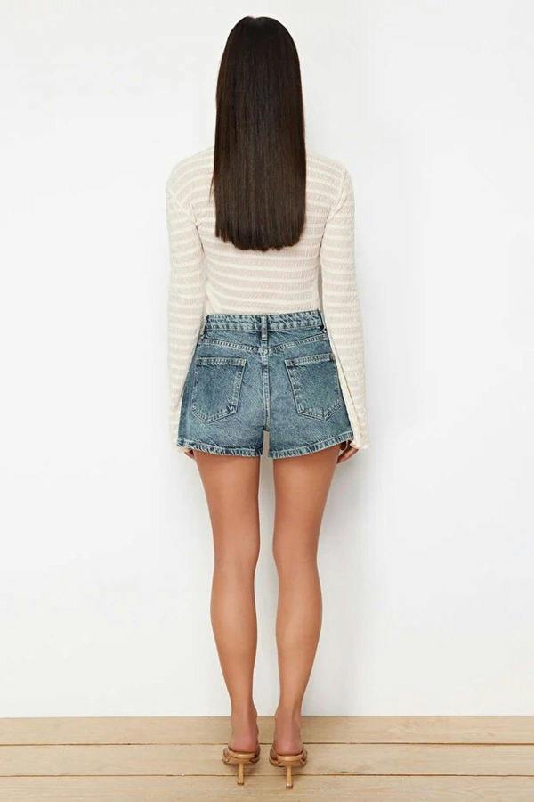 WOVCOR High Waist Mini Denim Shorts