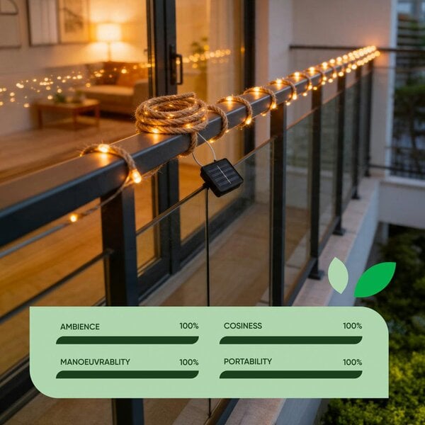 Gardenwize Solar Rope Lights – 4m Decorative LED Rope Light with 45 LEDs