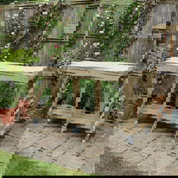 Arbor Garden Solutions Indoor/outdoor workbench, pressure treated bench with wheels