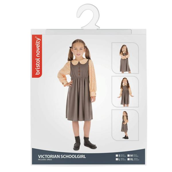Bristol Novelty Girls Victorian Schoolgirl Costume - Orange/Brown - 