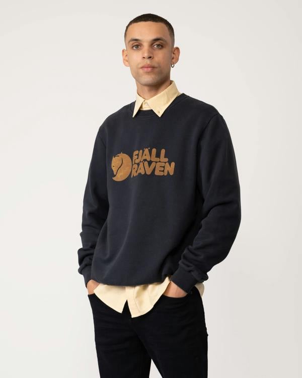 Fjallraven Logo Mens Sweatshirt - Dark Navy 555 - CHO - Designer Mens Sweatshirts