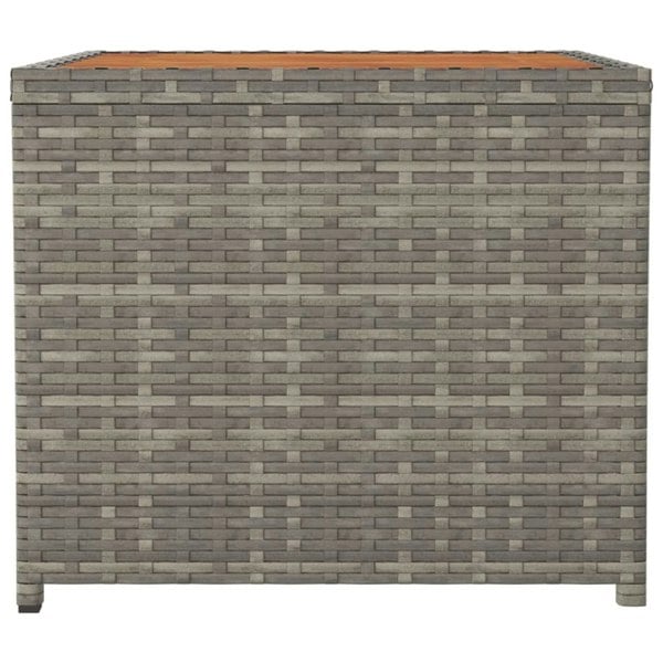Berkfield Tea Table with Wooden Top Grey Poly Rattan&Solid Wood Acacia