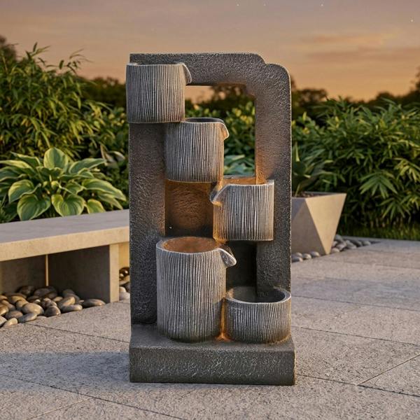 Garden Greatness Lunaria 5 Pots Stacked Water Feature