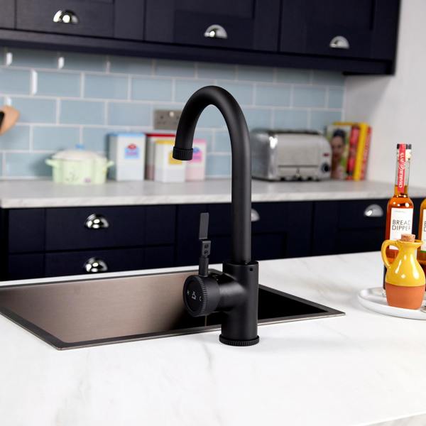 Flode kraft Solo | Industrial Style Single Lever 3 in 1 Instant Boiling Tap | Matt Black Finish