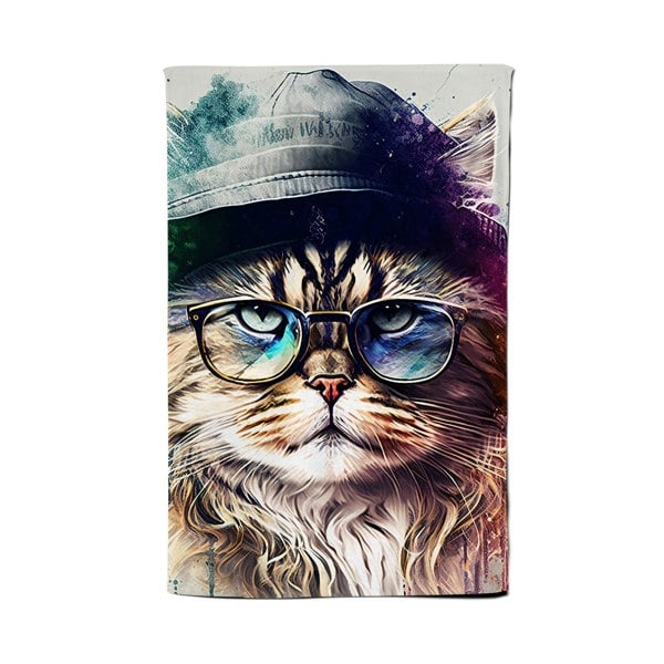 Warren Reed Siberian Cat Face Splashart Tea Towel
