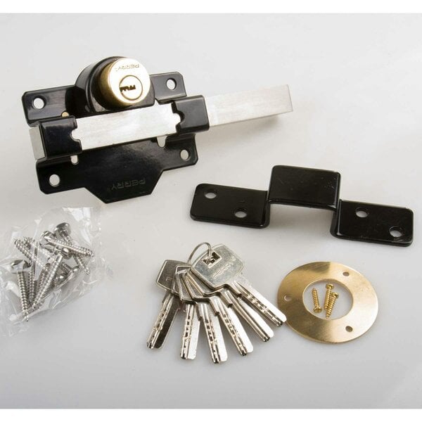 Twin Pack Perry 1127A050BK 50mm No 1127 Double Locking Long Throw Lock with Elongated Keep and Stainless Steel Bar
