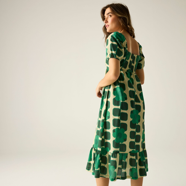 Regatta Womens Orla Kiely Giant Square Flower Summer Midi Dress - Green