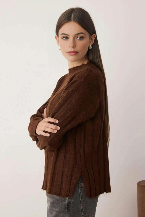 WOVCOR Soft Textured Loose Fit Knit Sweater